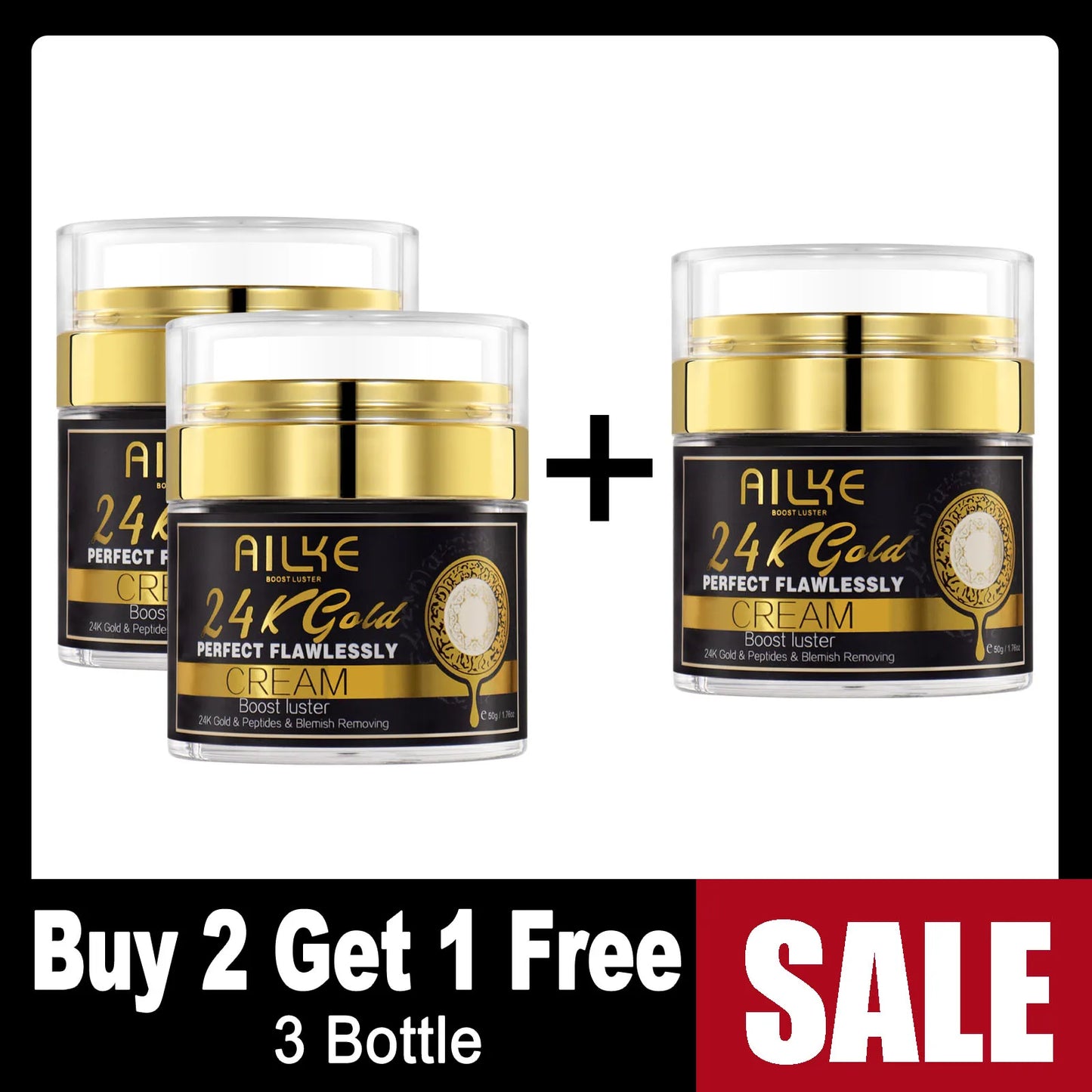 AILKE 24K Gold Perfect Flawlessly Face Cream Whitening Serum