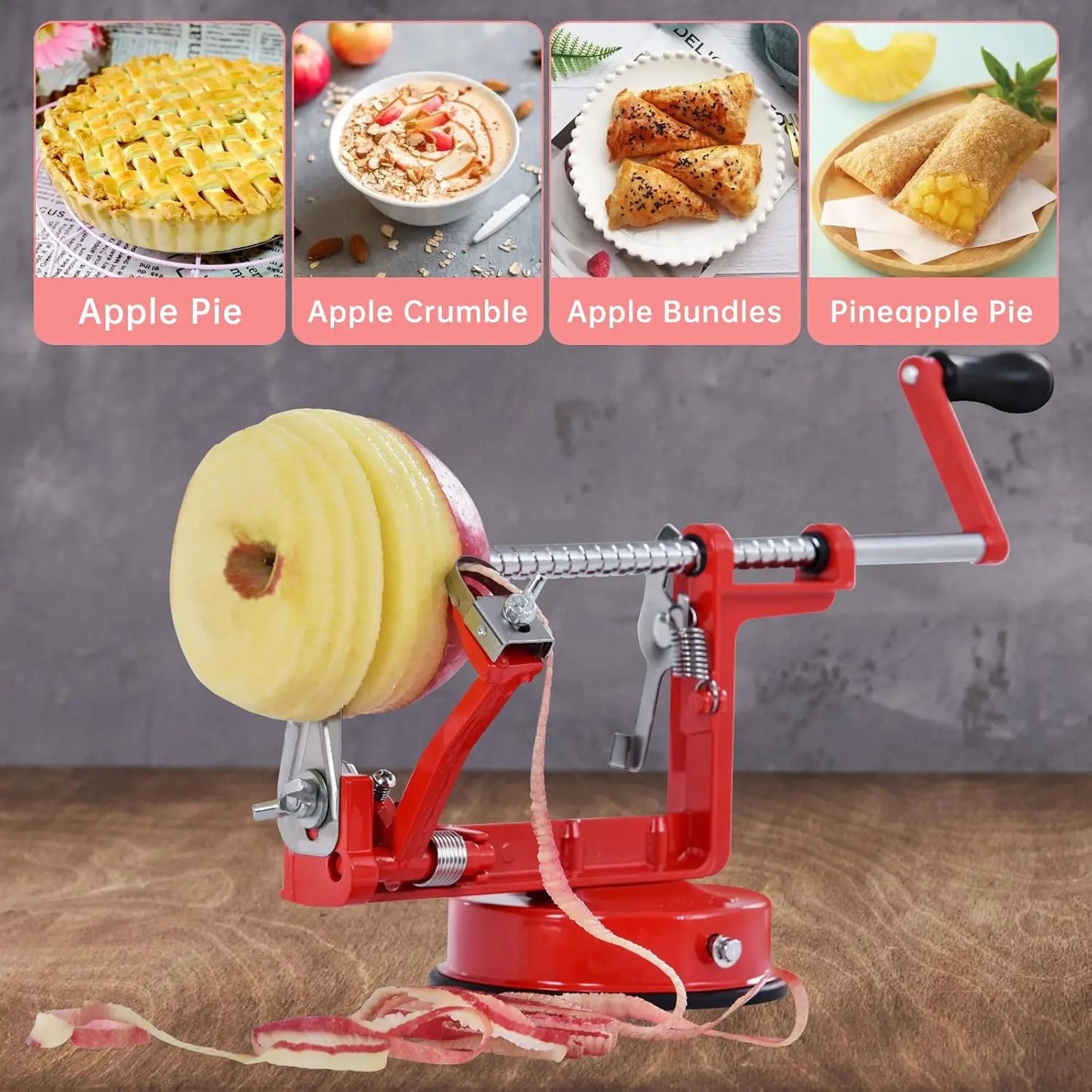 Apple Peeler Slicer Corer 3 In 1 Stainless Suction Cup