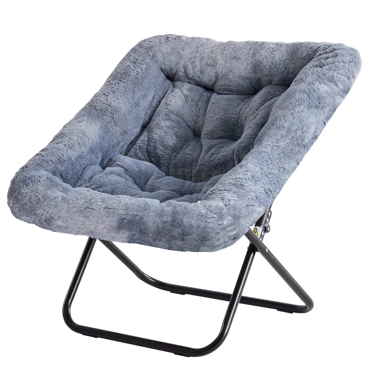 JHK Cozy Faux Fur Saucer Chair Foldable Metal Frame