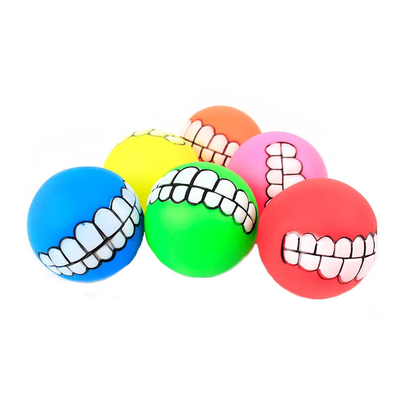 Pawstrip Rubber Squeaky Dog Toy Ball Bite Resistant Chew Toy