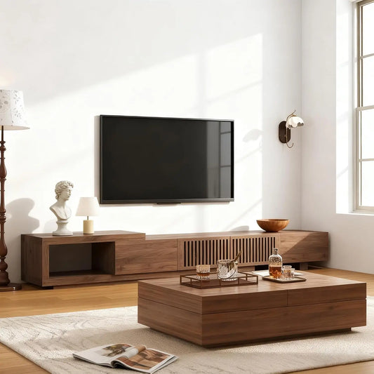 Mid-Century Modern Expandable Coffee Table And TV Stand Set
