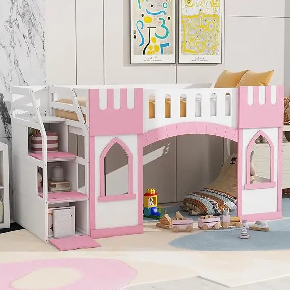 Loft Bed With Built In Storage Wardrobe And Two Windows Solid Wood