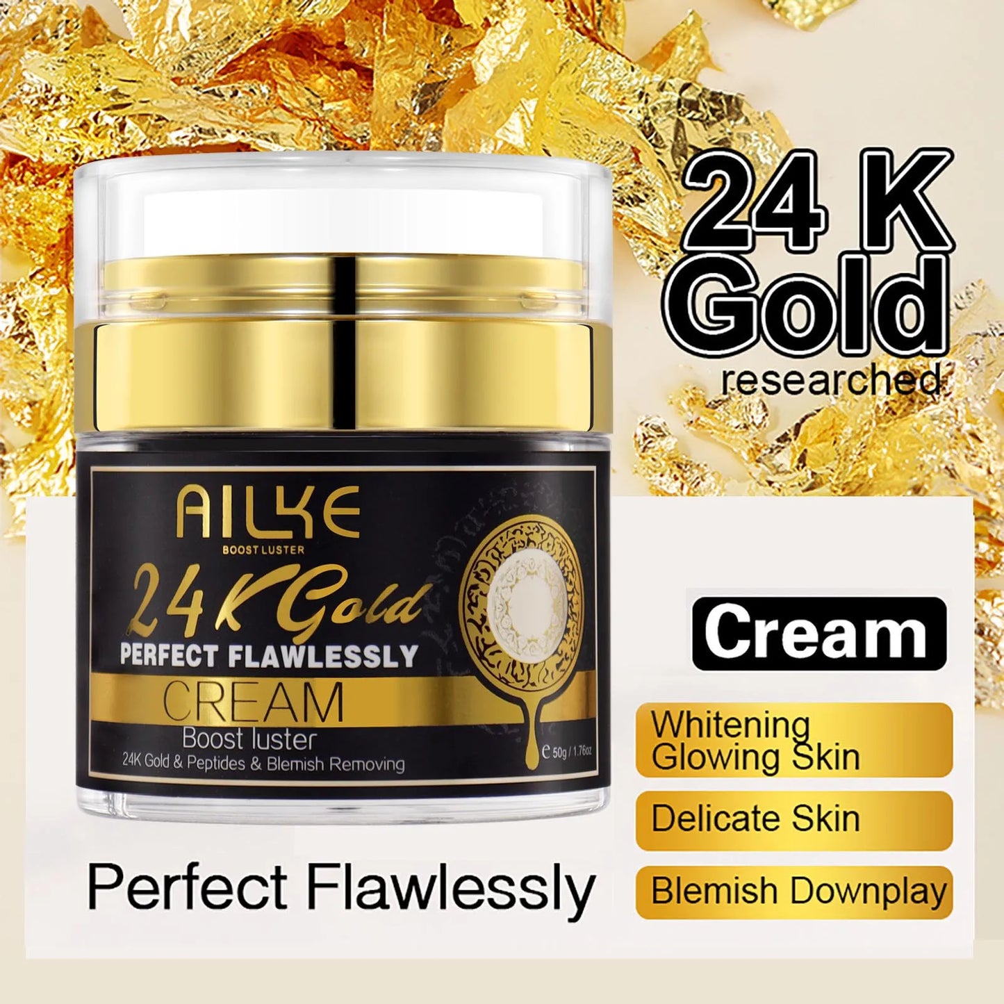 AILKE 24K Gold Perfect Flawlessly Face Cream Whitening Serum