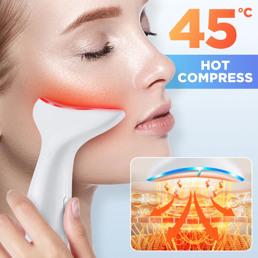 Hailicare 4-Mode LED Neck Beauty Device EMS Facial Lifting Massager