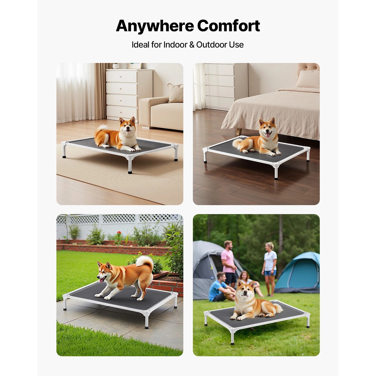 SucceBuy Portable Raised Dog Bed With Aluminum Frame And Textilene Mesh