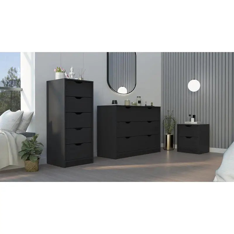 3 Piece Bedroom Furniture Set With Nightstand Dresser Bedside Table