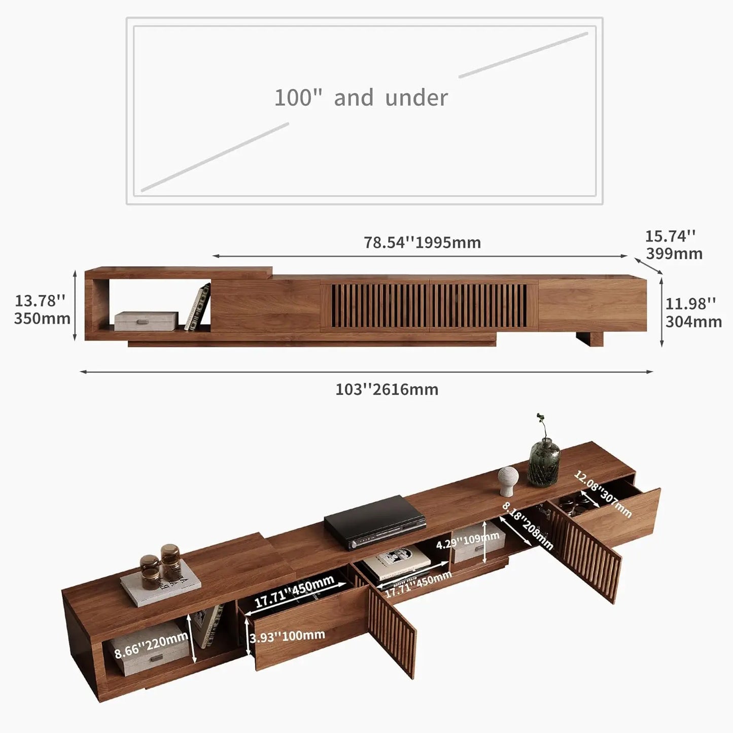 Mid-Century Modern Expandable Coffee Table And TV Stand Set