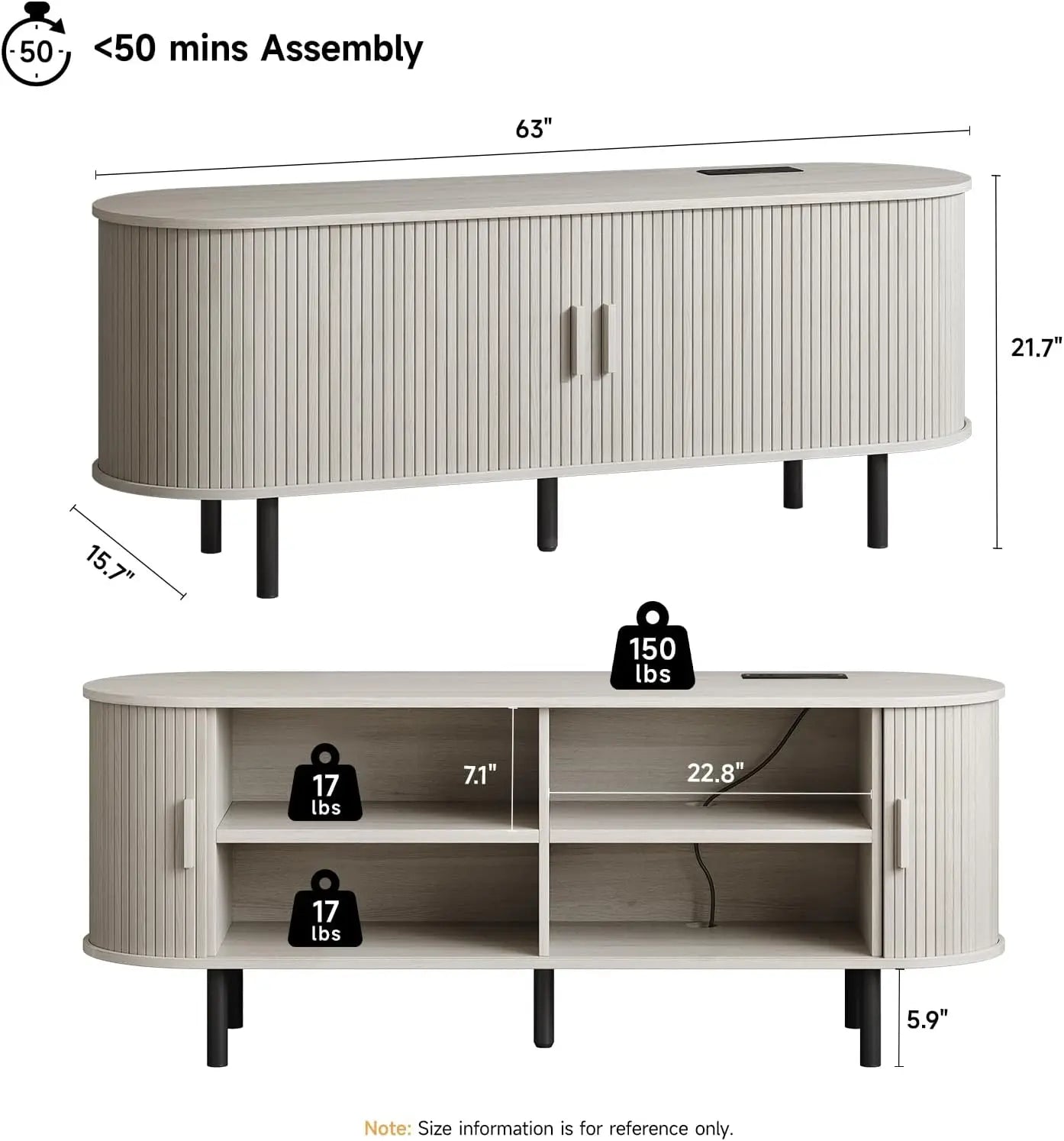 TV Stand With Power Outlet Entertainment Center And Sliding Doors