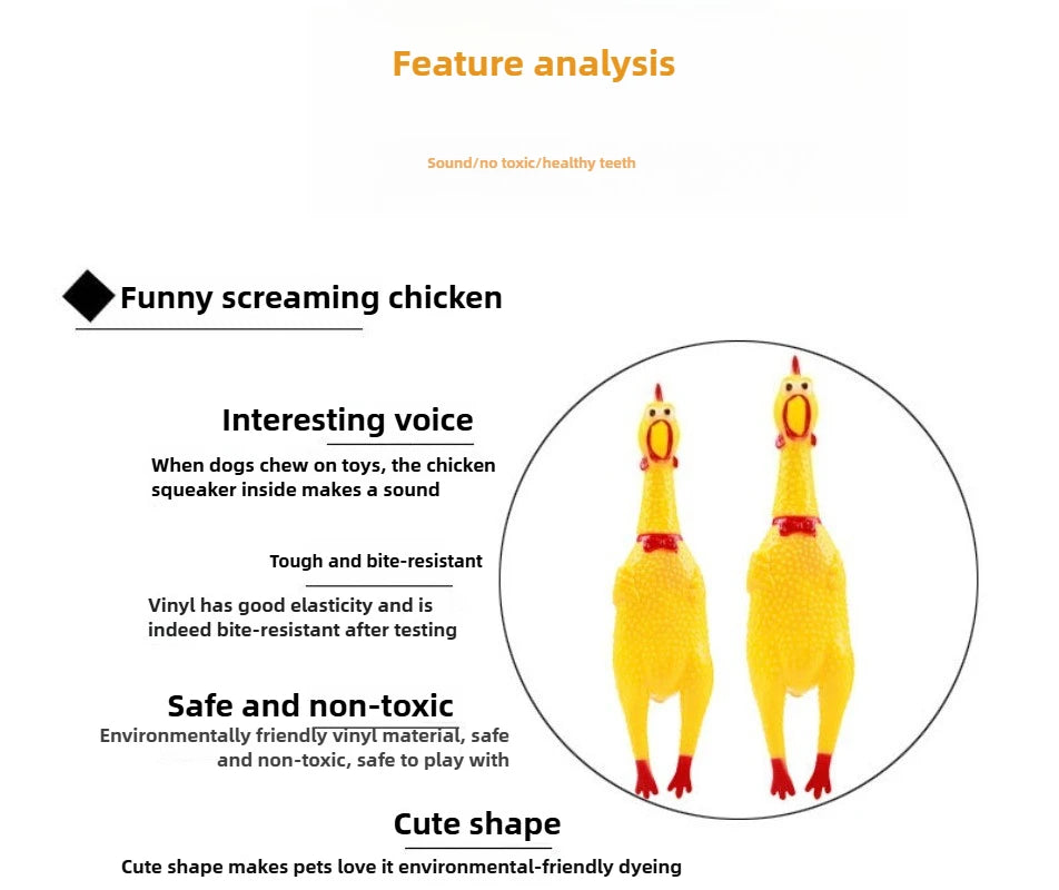 DKSTINYE Squeaky Screaming Chicken Pet Toy Rubber Chew