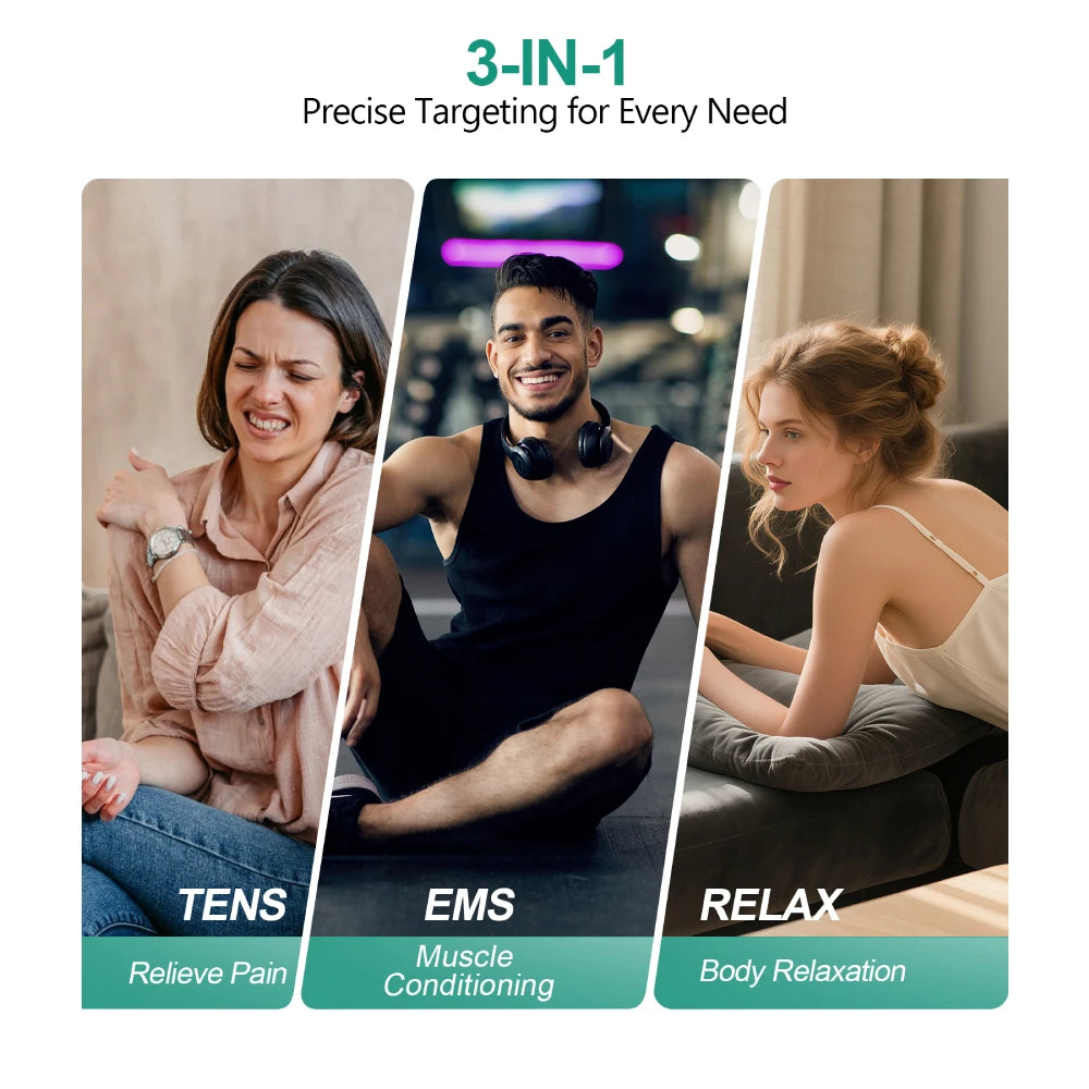 3 In 1 TENS EMS Unit Wireless Dual Channel Stimulator
