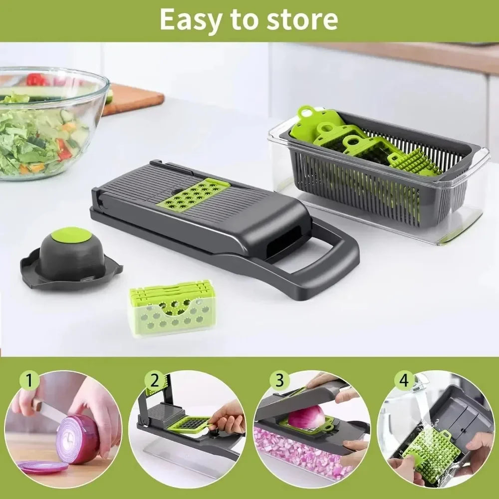 AEDG Multifunctional Vegetable Chopper 14 In 1 Slicer Dicer Grater Set