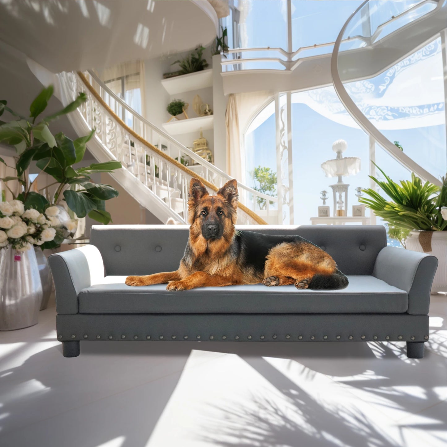 BINGOPAW Rectangle Elevated Dog Bed Modern Comfortable Sofa