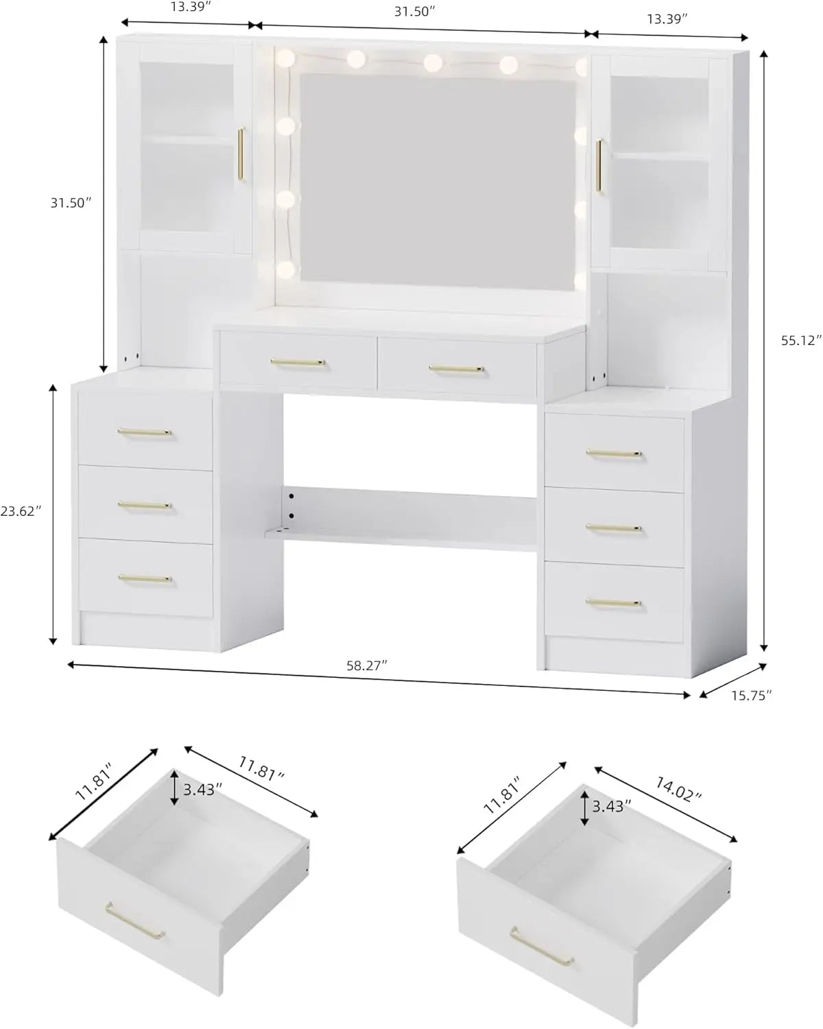 Vanity Desk With Mirror And Charging Station