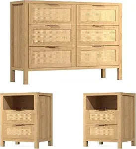 RBXC 6 Drawer Dresser And 2 Nightstands Set For Bedroom