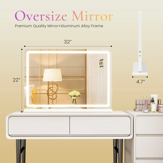 JHK LED Vanity Mirror With Lights Aluminum Frame Dimmable