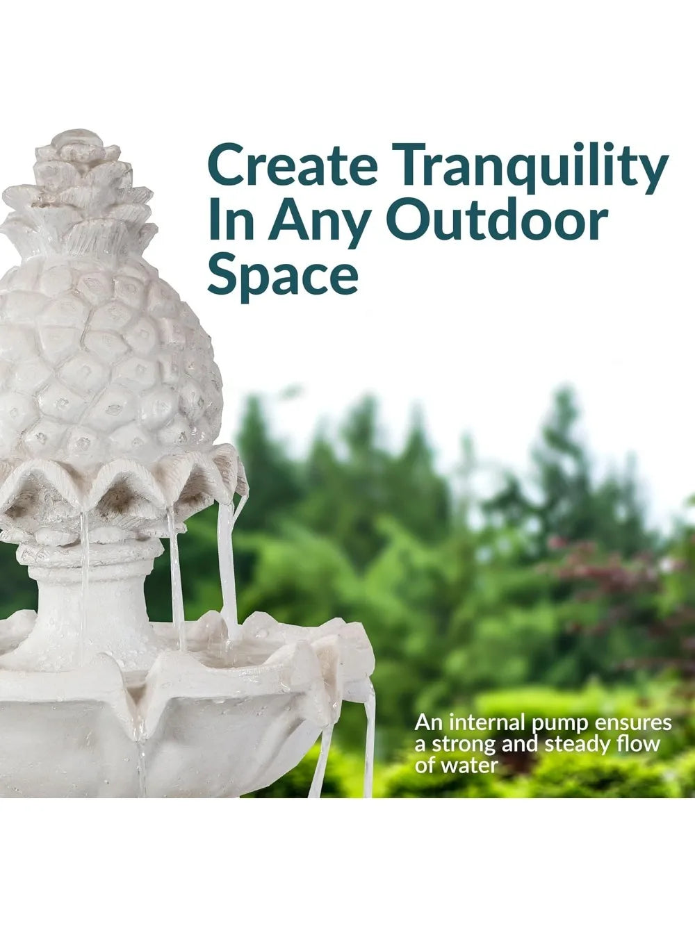 Welcome 3 Tier Water Fountain With Pineapple Topper For Garden