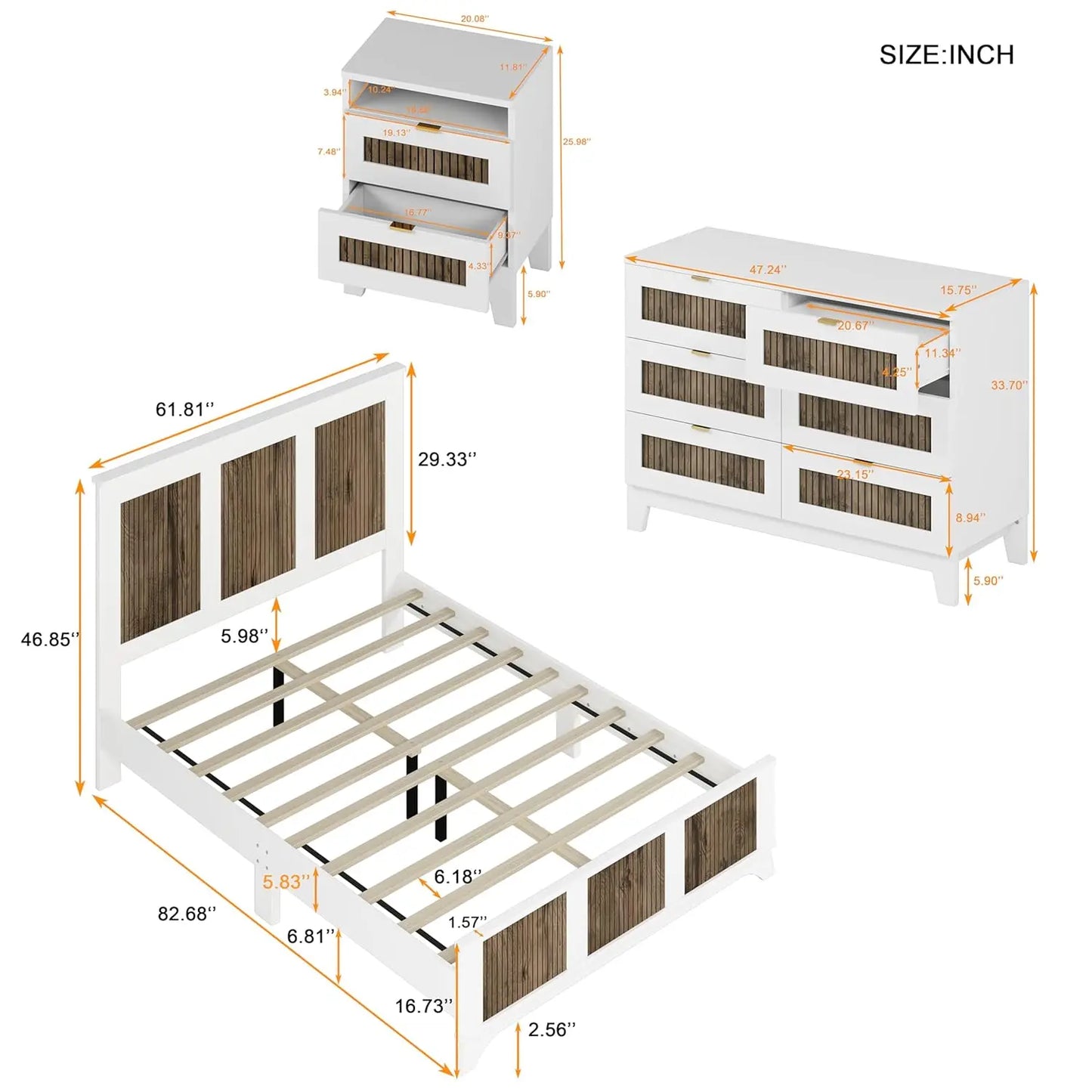 Farmhouse 4 Piece Bedroom Set With Storage Platform Bed