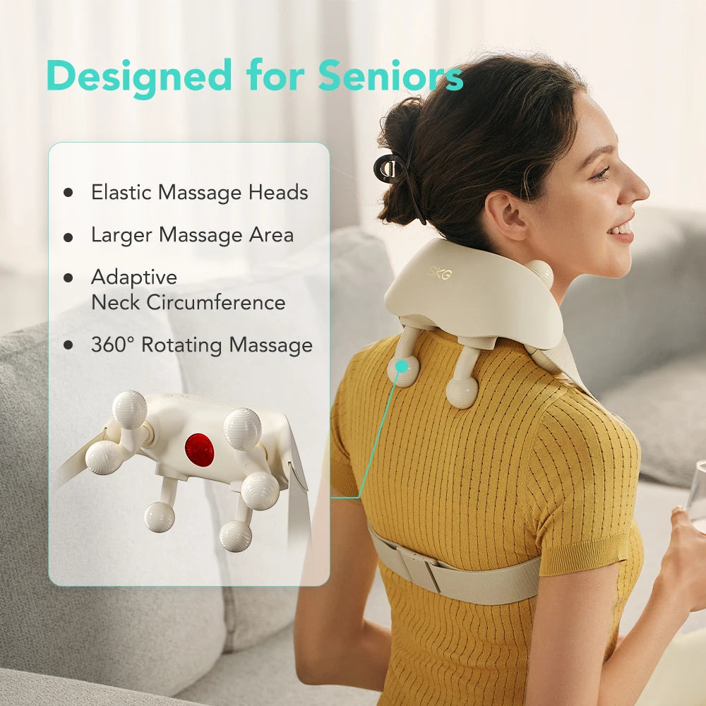 SKG Neck Massager With Heat 6D Portable Deep Tissue Cordless