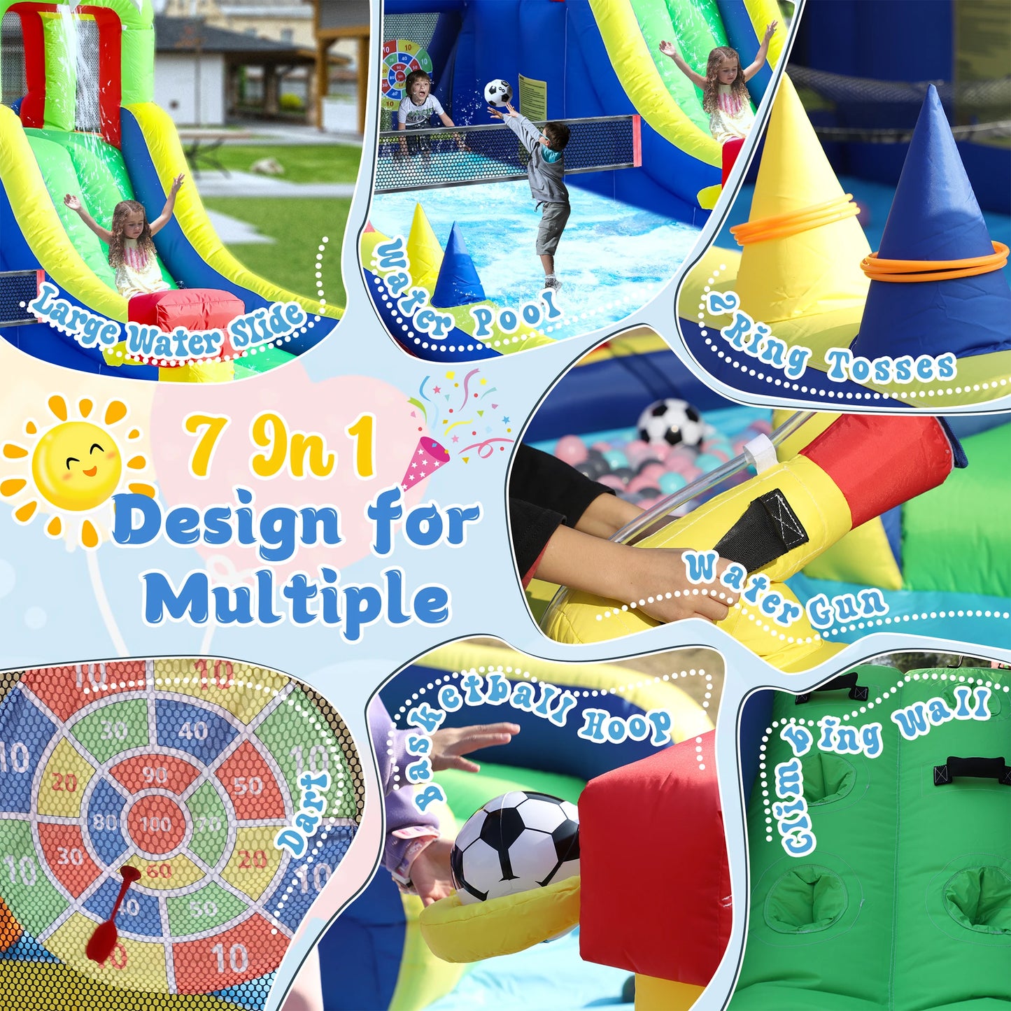 RTS Inflatable 8 In 1 Crocodile Water Park For Kids