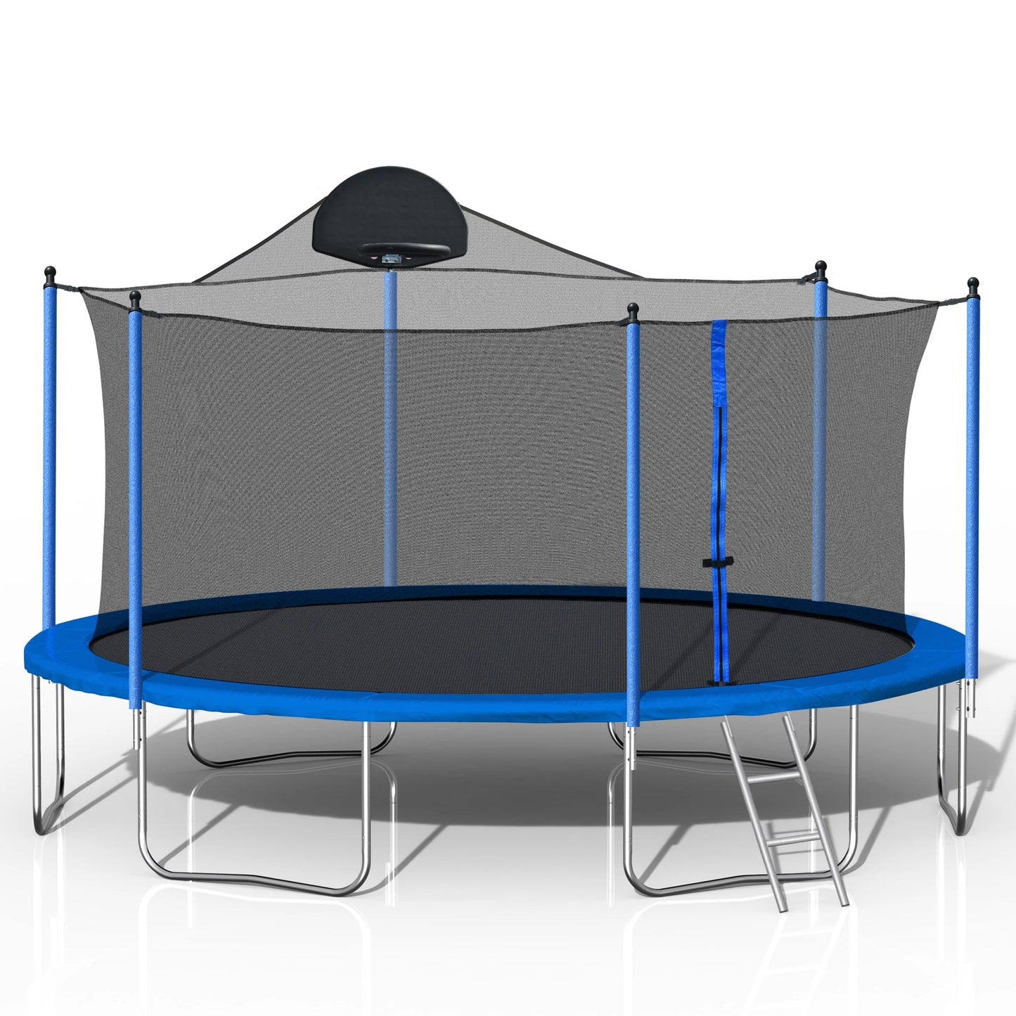 HiMISS Pumpkin Trampoline With Backboard Enclosure Net And Ladder