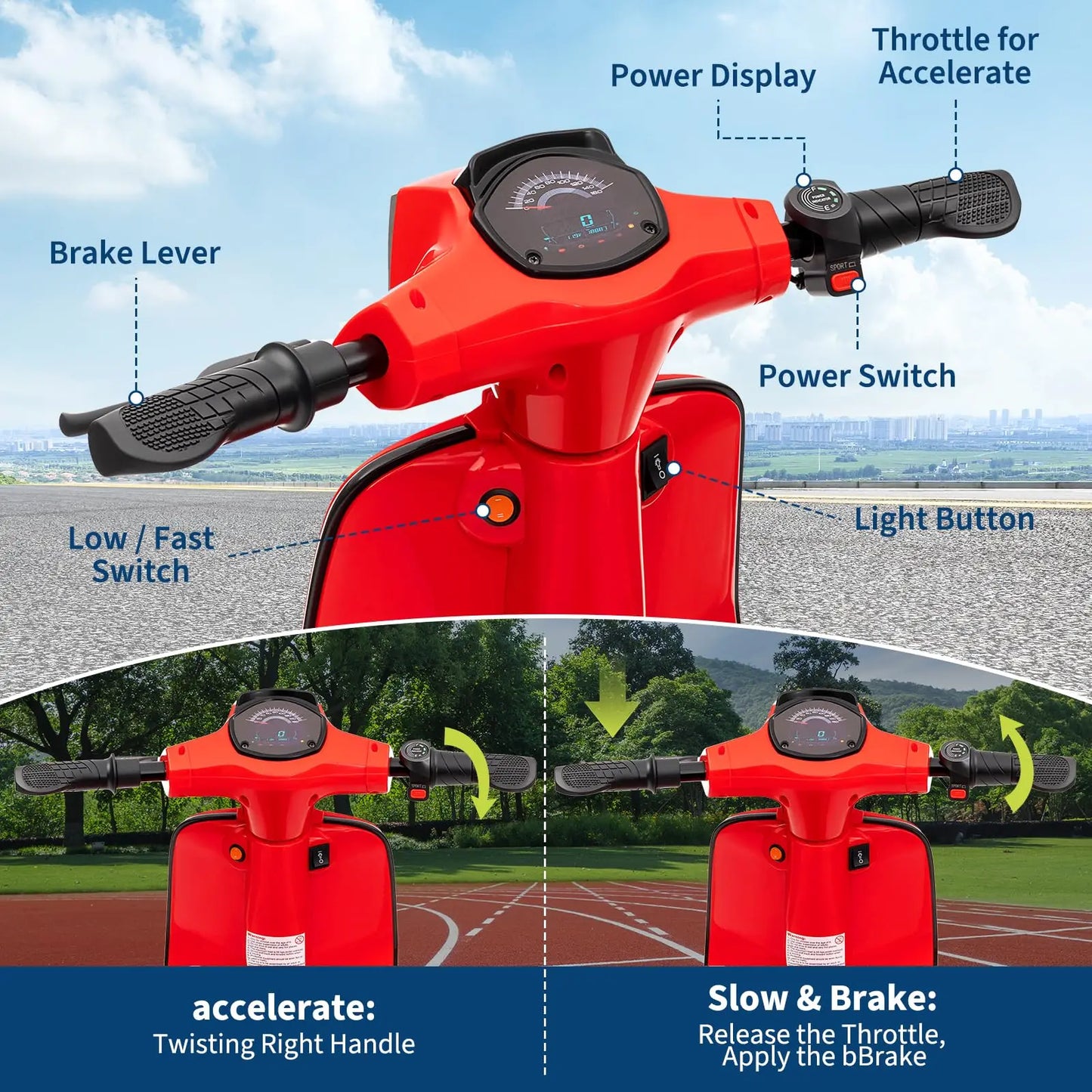 Kids 24V Electric Motorcycle Dual Mode Ride On Toy