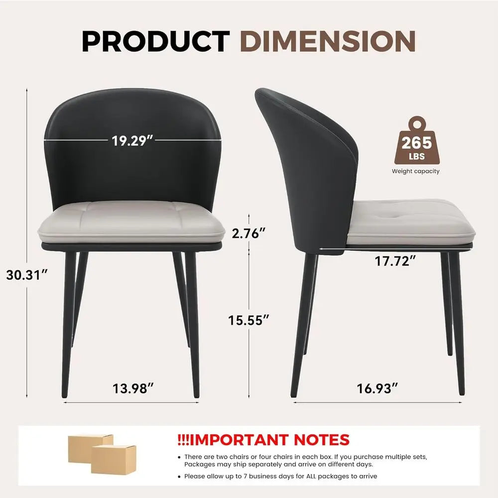 Curved Back Upholstered Dining Chairs With Metal Legs