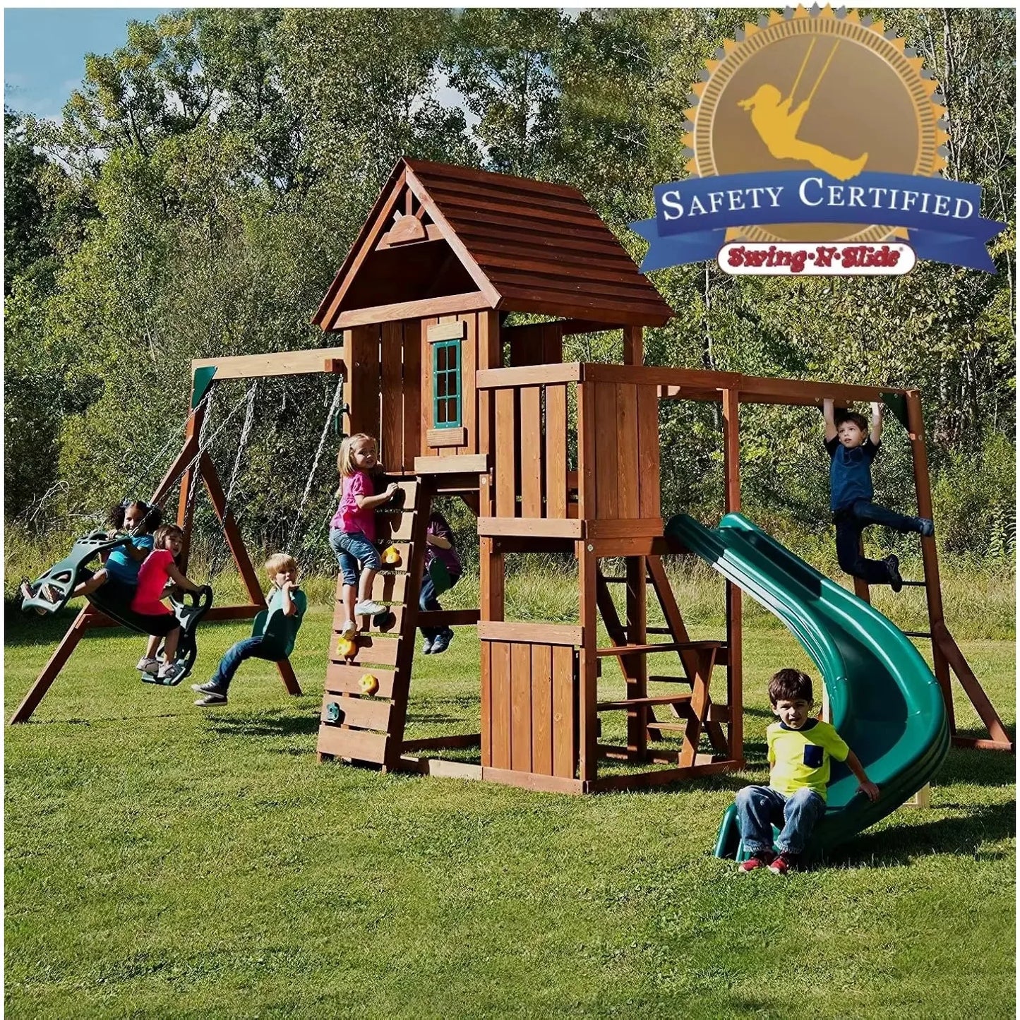 Best Seller Swing Set With Two Swings Slide Monkey Bars