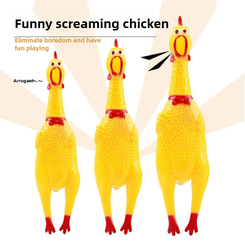 DKSTINYE Squeaky Screaming Chicken Pet Toy Rubber Chew