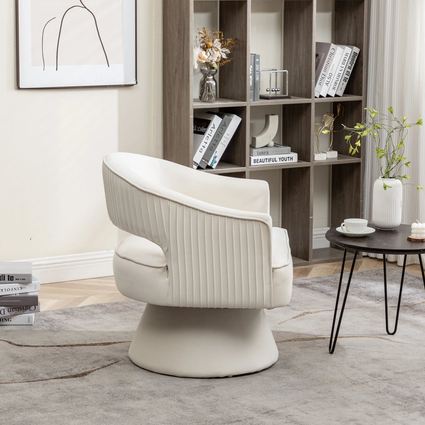Modern Velvet Swivel Arm Chair For Living Room And Bedroom