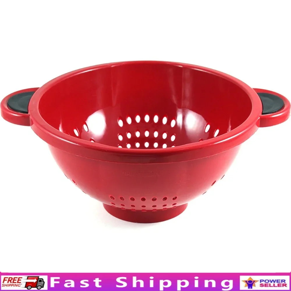 Durable Plastic Colander With Soft Grip Handles Large Perforations