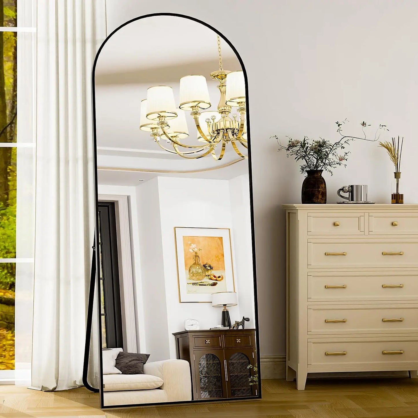 HARRITPURE Floor Mirror With Aluminum Frame For Living Room
