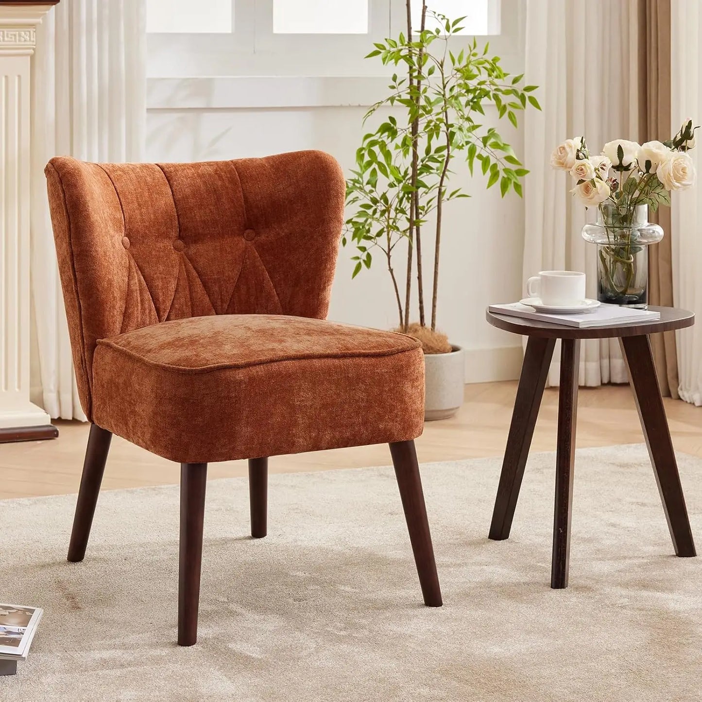 HiMISS Modern Accent Chair Upholstered Lounge Armchair With Wood Legs