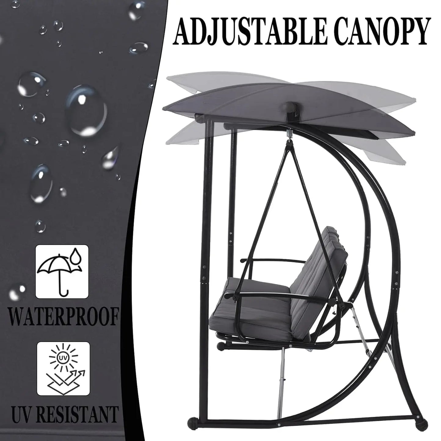 HUANZHUANG Outdoor Patio Swing Canopy 2 In 1 Bed Swing