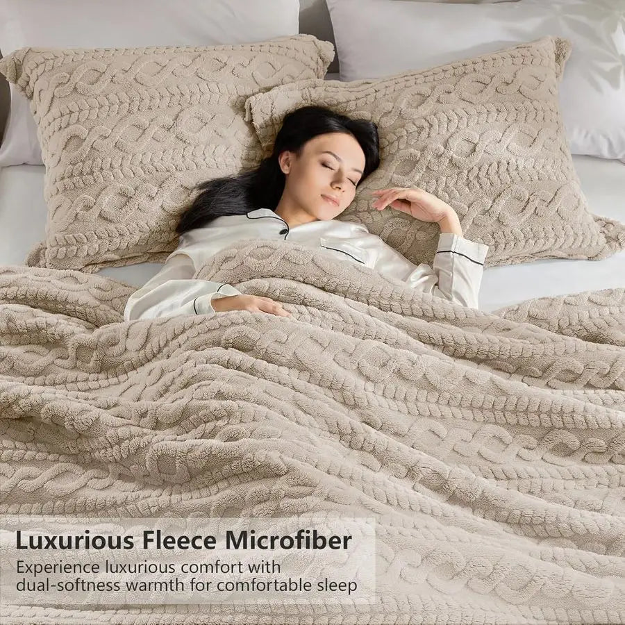 XMSJ Fluffy Fleece Comforter Set Winter Bedding 3 Piece