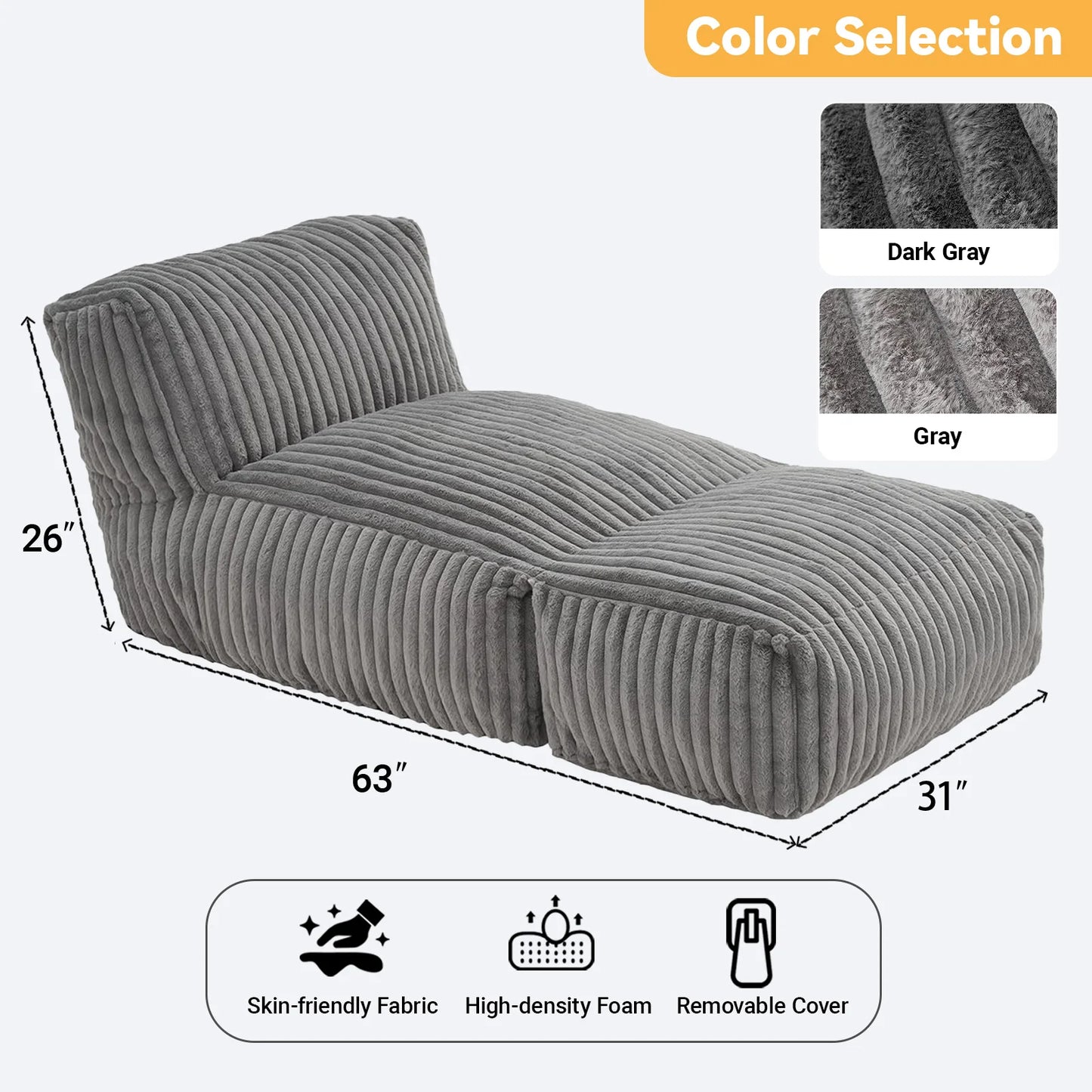 Corduroy Bean Bag Chair With Lumbar Support Convertible Sleeper