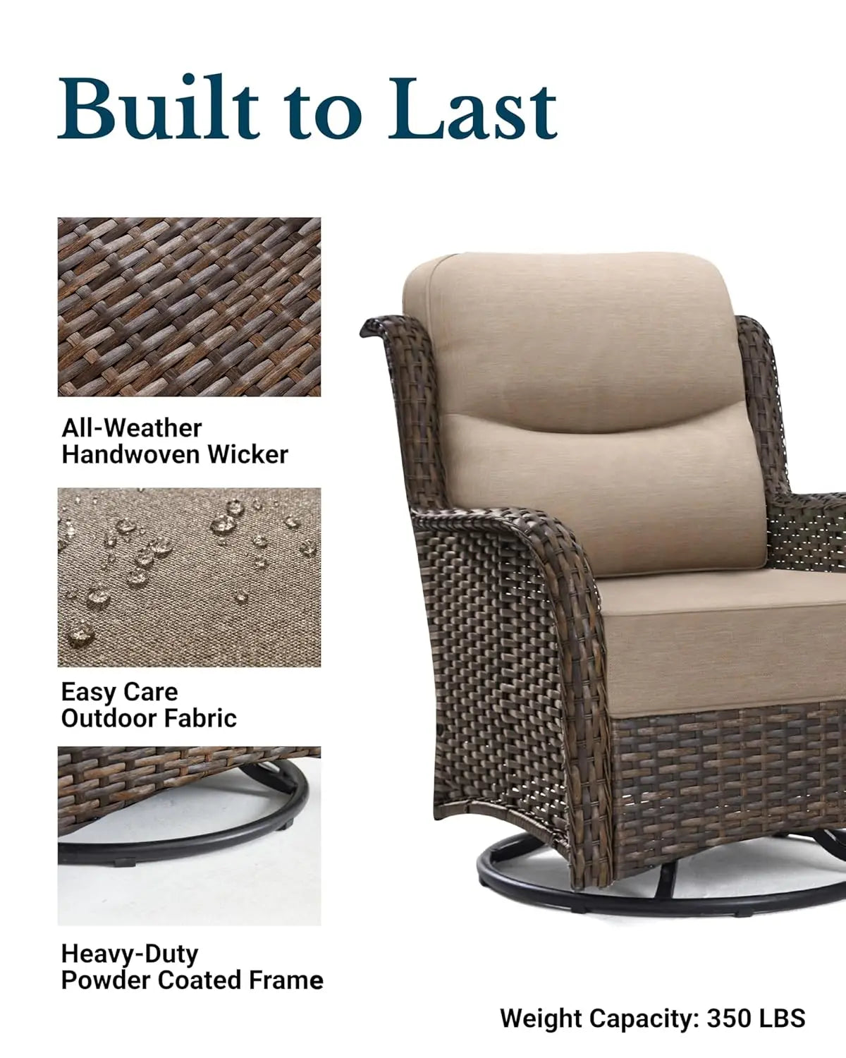 Rattan Patio Furniture Set 5 Piece Outdoor Wicker Cushioned Chairs