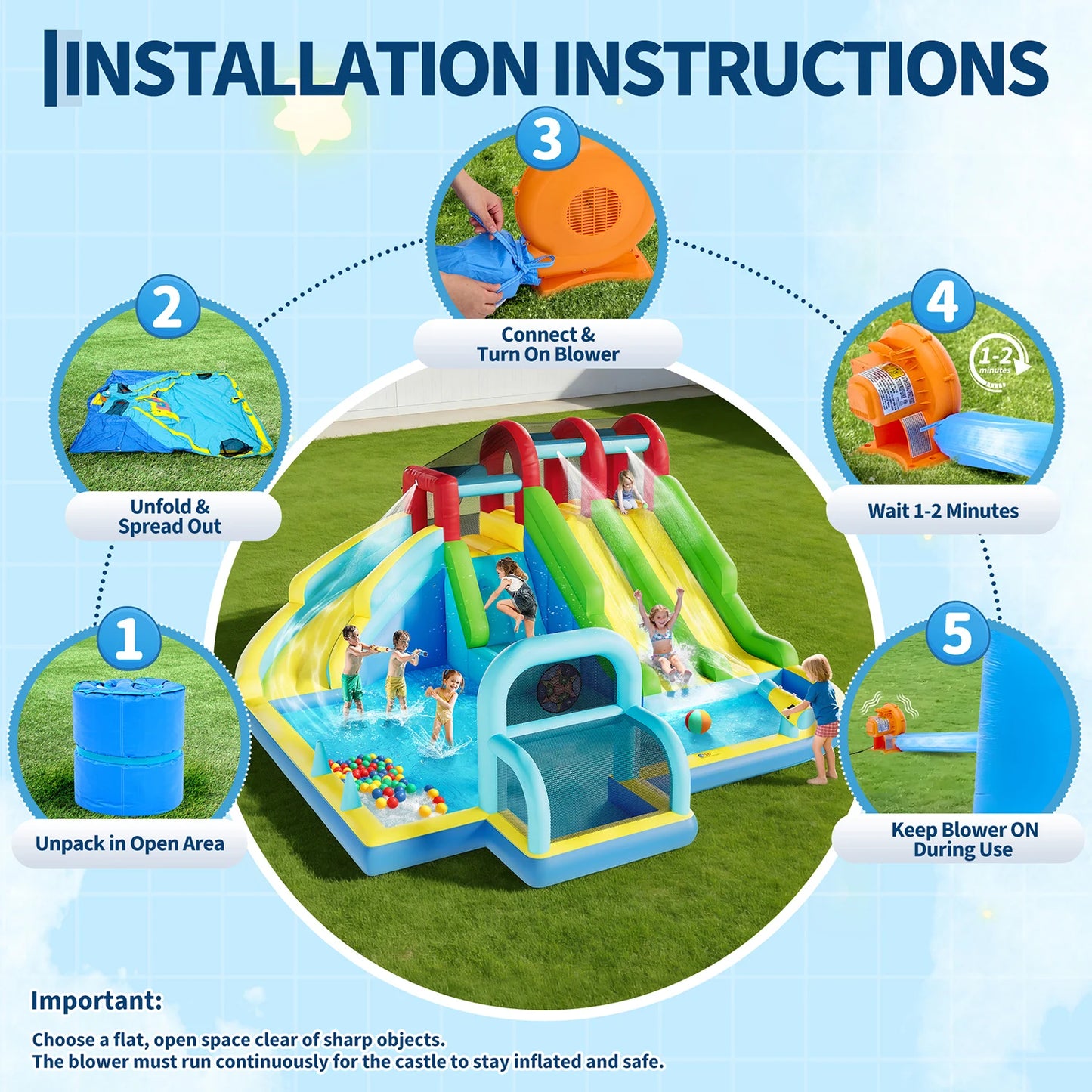 TWISTER.CK Inflatable Bounce House With Water Slides For Outdoor Fun