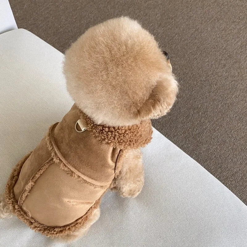 Winter Fleece Dog Vest Traction Warm Coat For Pets