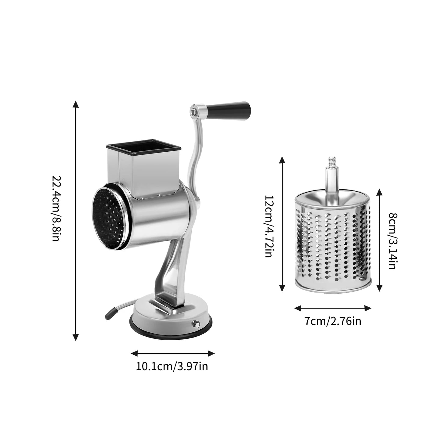 Rotary Grater With Five Blades Stainless Steel Manual Grinder