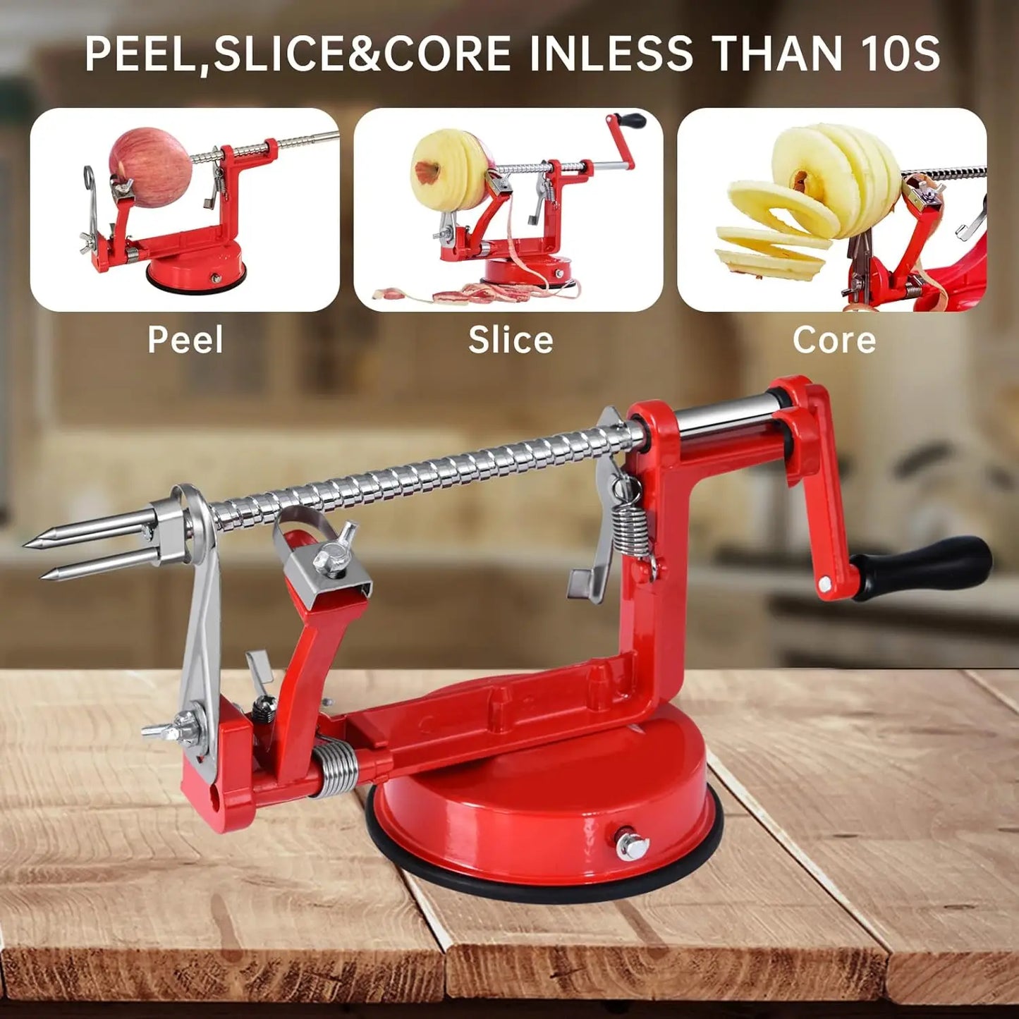 Apple Peeler Slicer Corer 3 In 1 Stainless Suction Cup