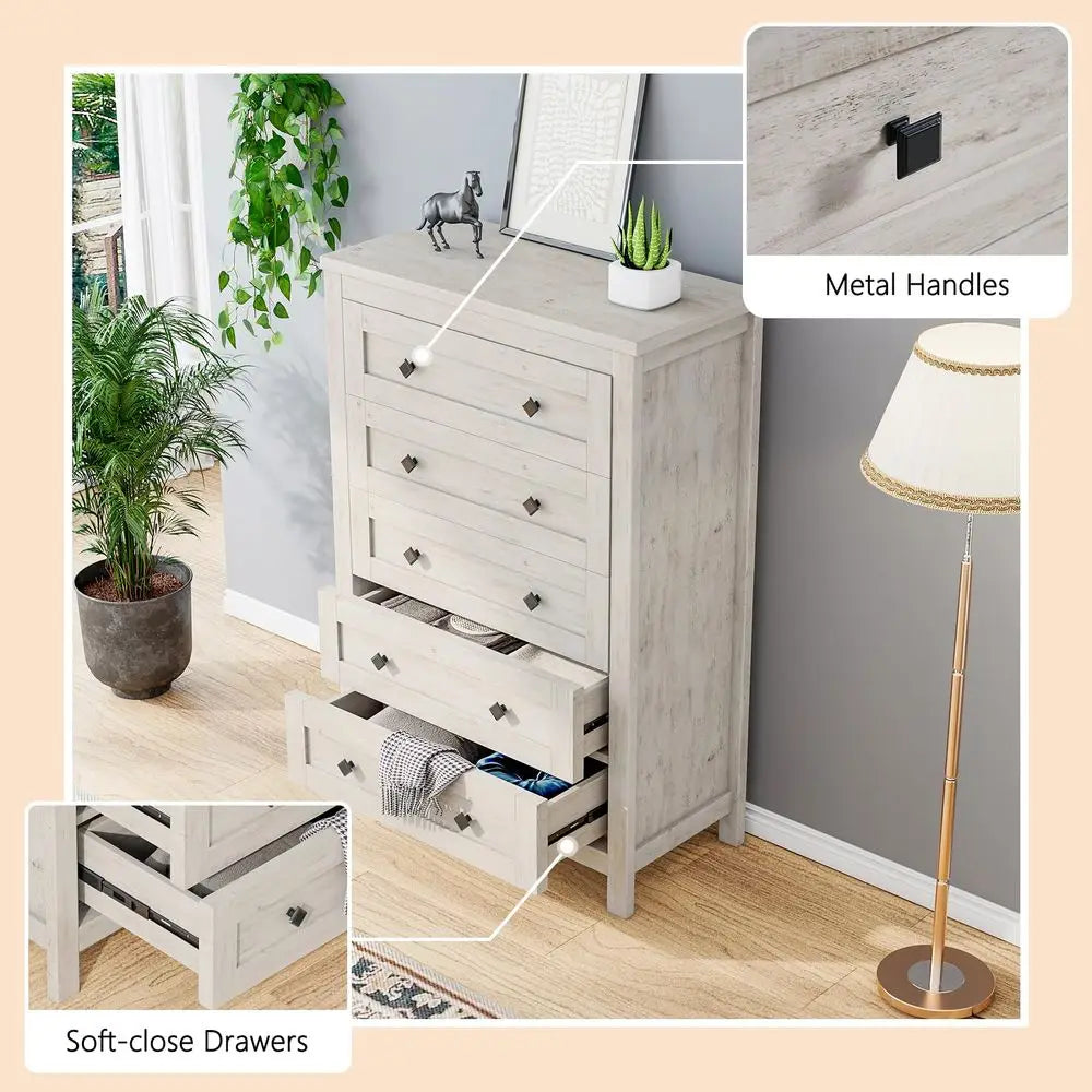4 Piece Rustic Farmhouse Bedroom Set With Dresser And Nightstands