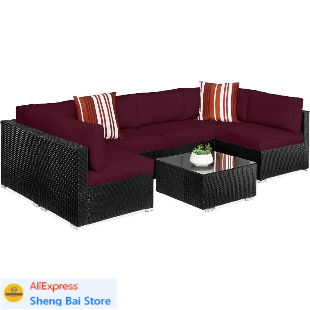 Outdoor Modular Wicker Patio Sectional Set With Pillows Cover Included