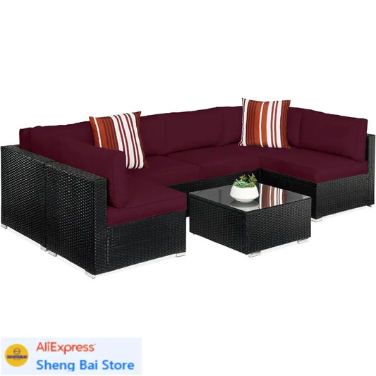 Outdoor Modular Wicker Patio Sectional Set With Pillows Cover Included