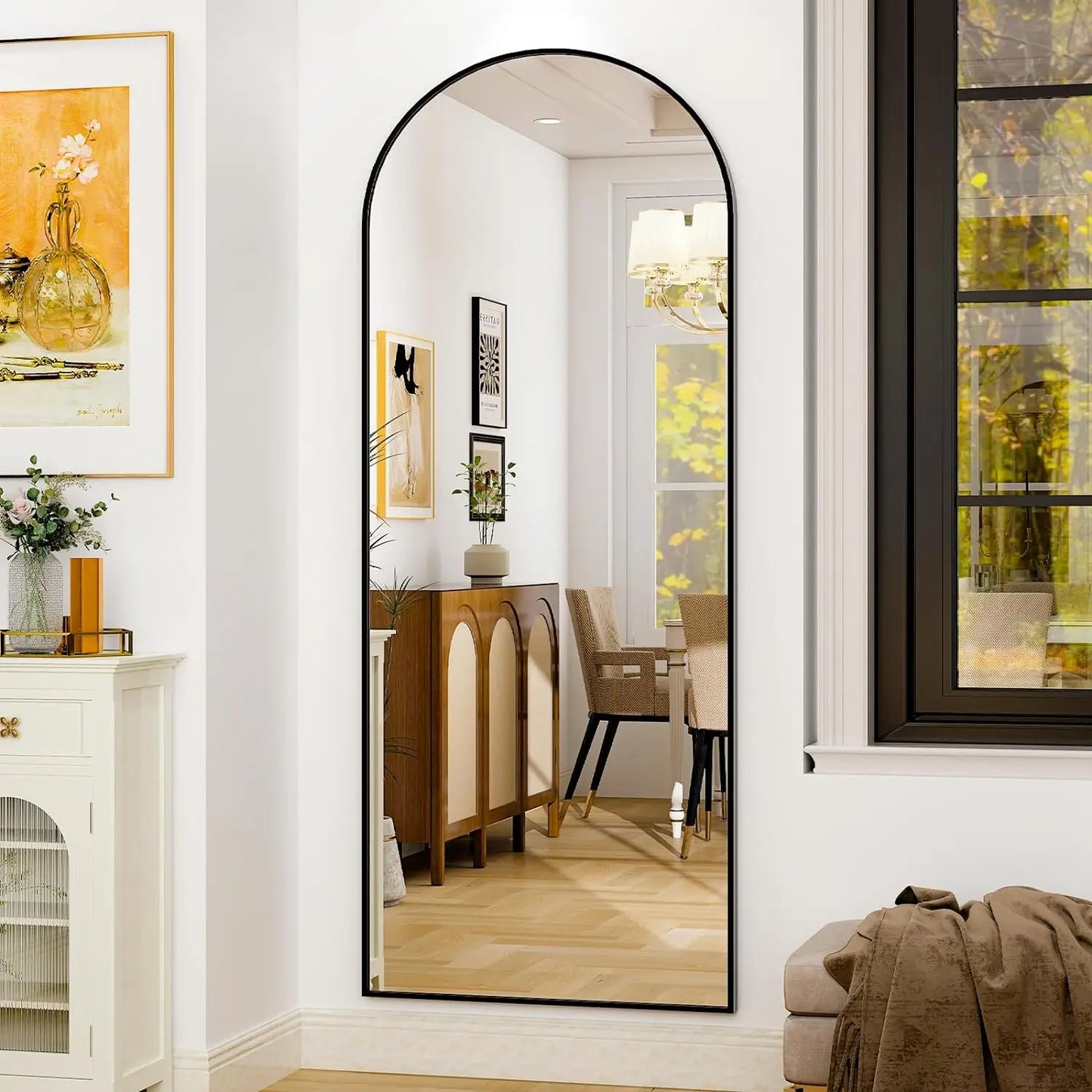 HARRITPURE Floor Mirror With Aluminum Frame For Living Room