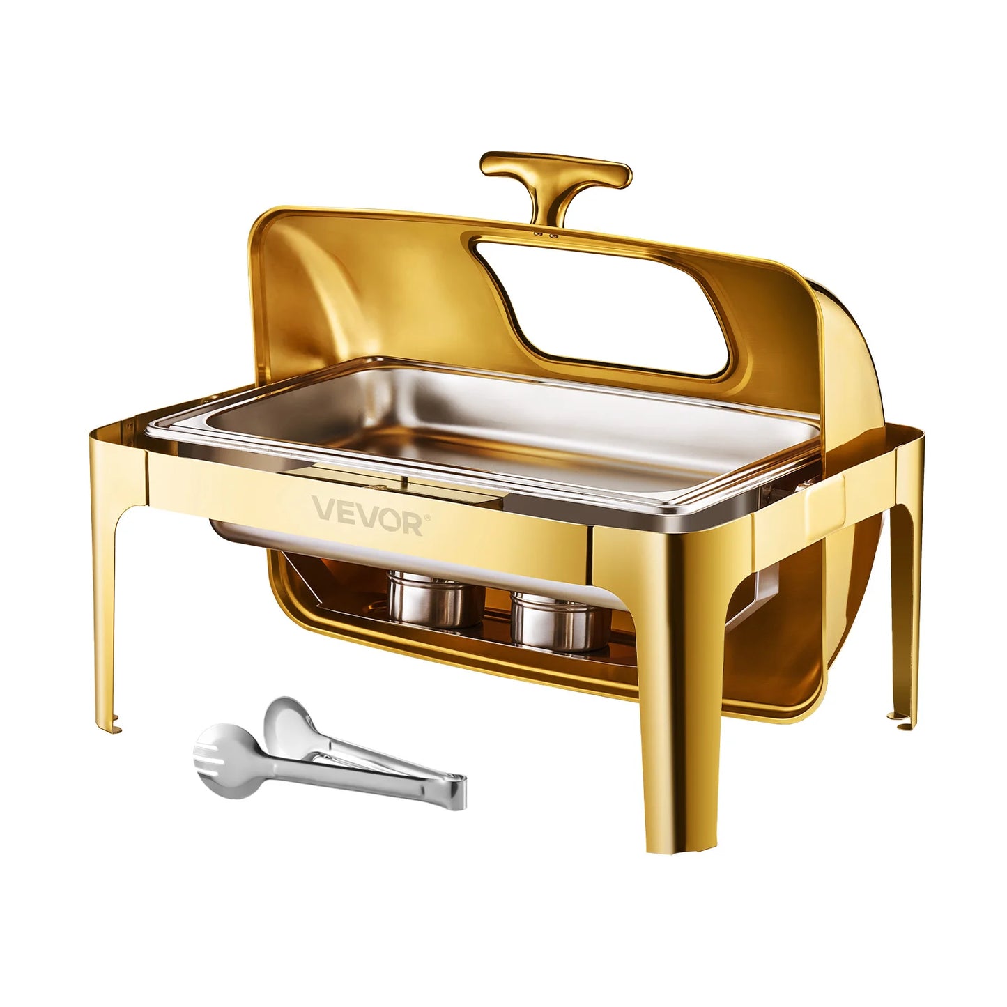SucceBuy Stainless Steel Roll Top Chafing Dish Warmer Server
