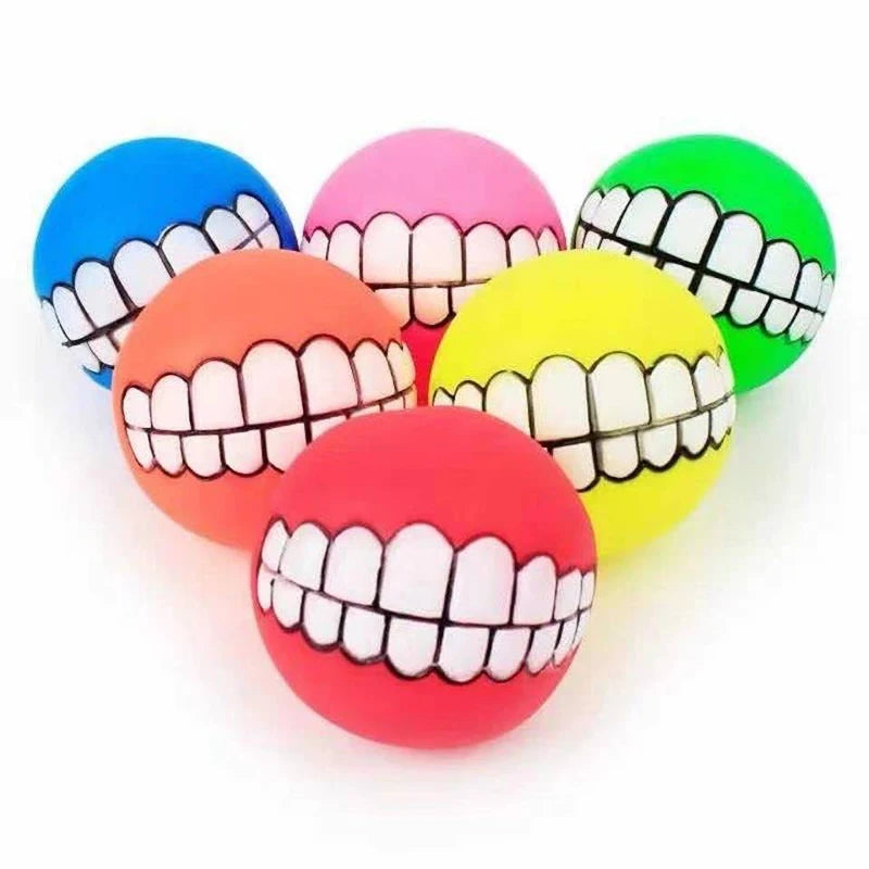Pawstrip Rubber Squeaky Dog Toy Ball Bite Resistant Chew Toy