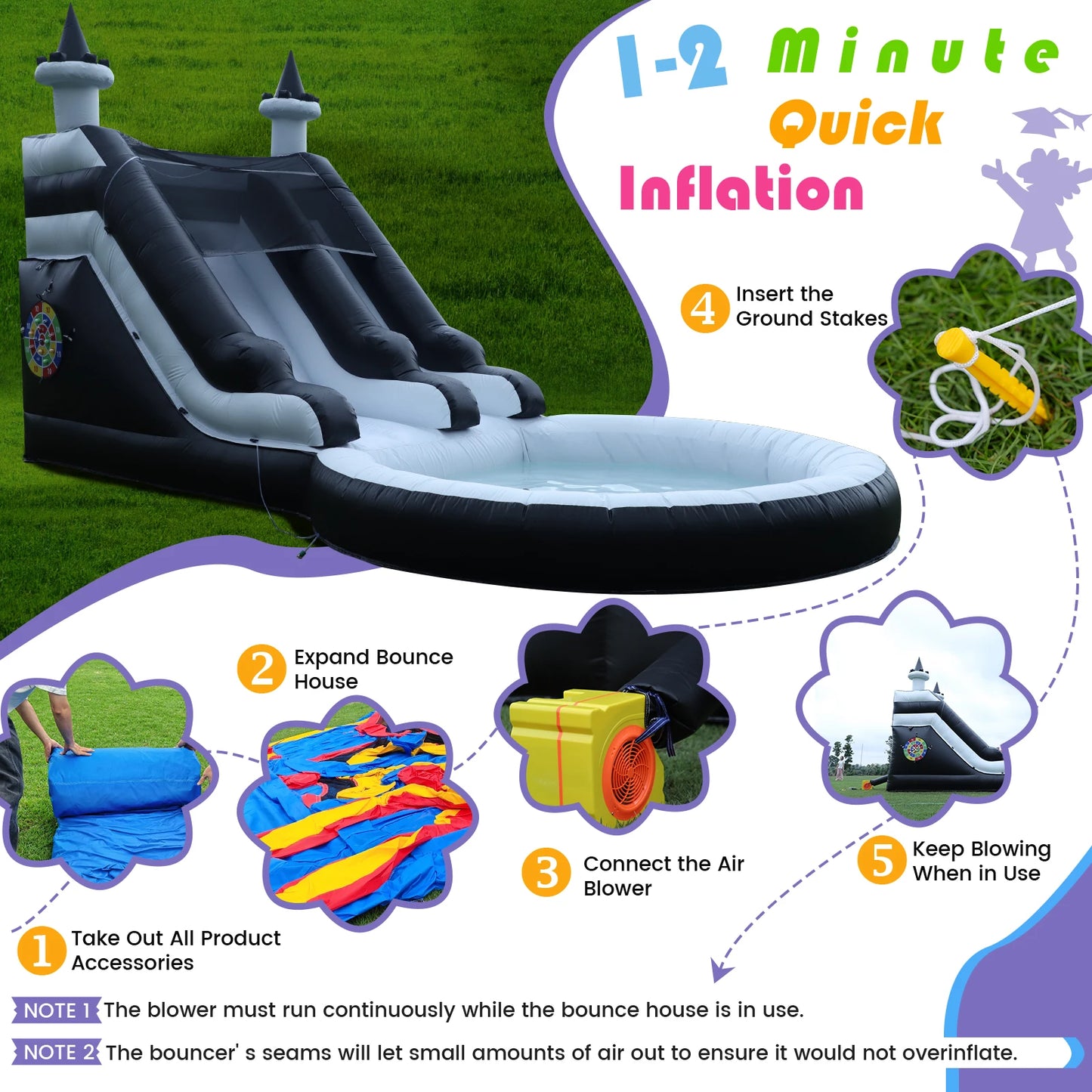King Inflatable Water Slide With Pool For Outdoor Play