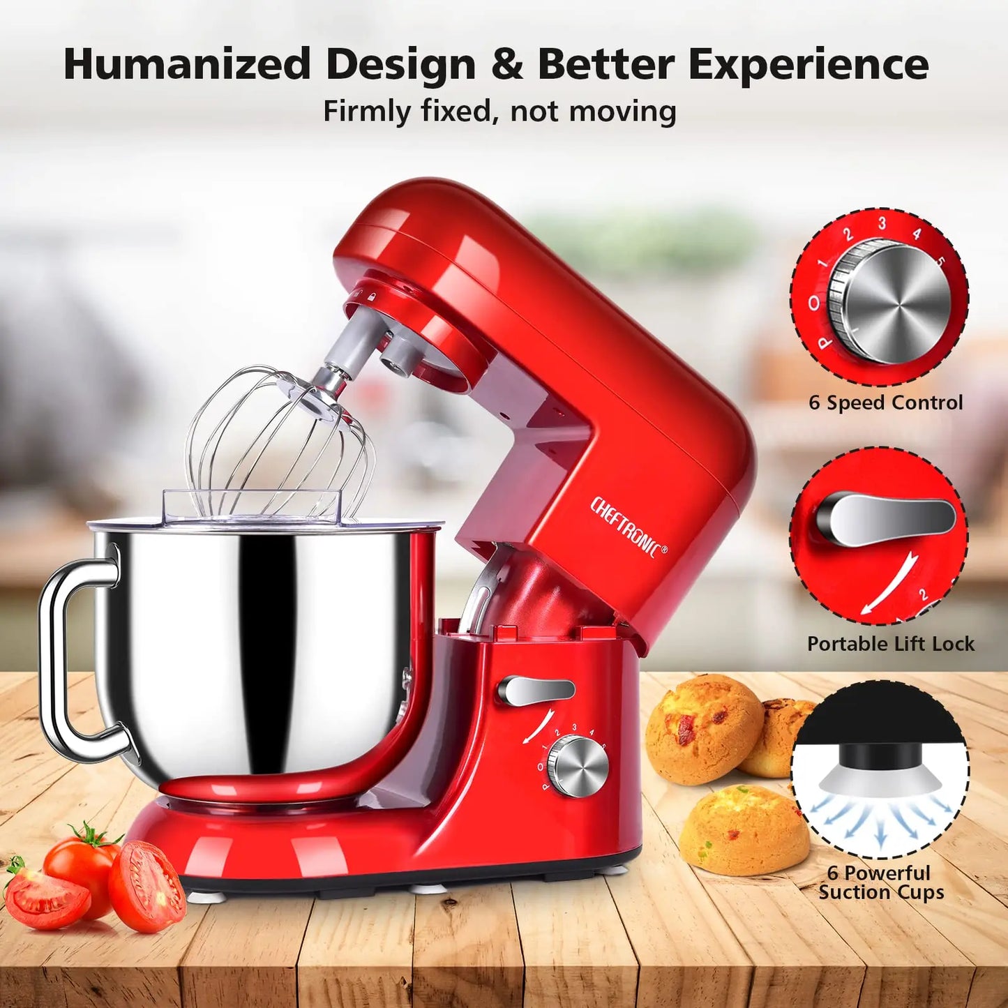 Cheftronic Tilt-Head Stand Mixer 650W Milk Frother