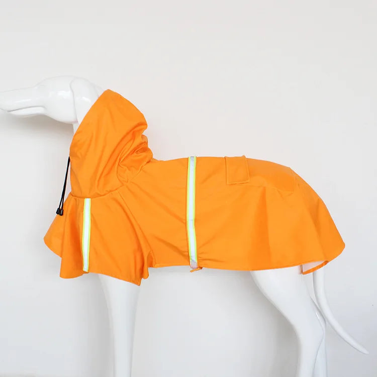 Dog Raincoat Cloak Style Hooded Reflective Waterproof Rainproof Coat