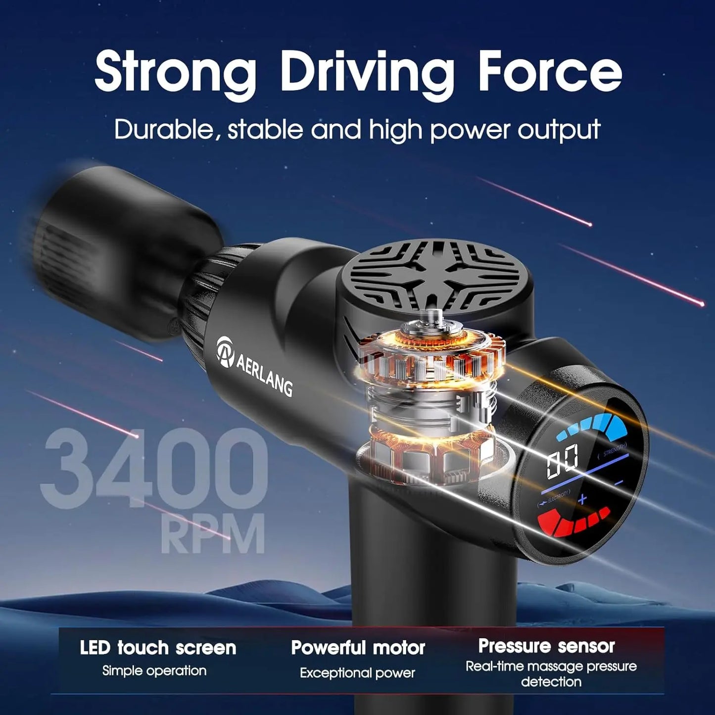 LINGTENG Smart Electric Fascia Gun High Vibration Massager